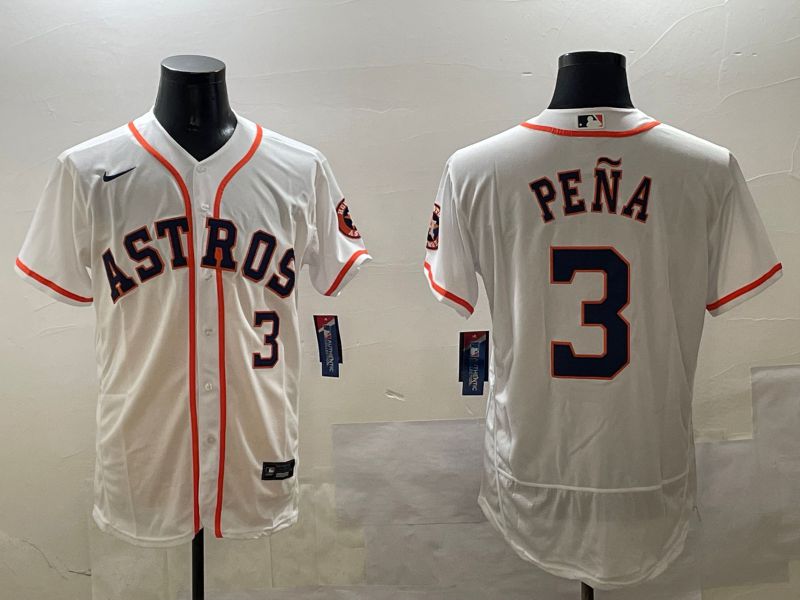 Men Houston Astros 3 Pena White Elite 2025 Nike MLB Jersey style 1
